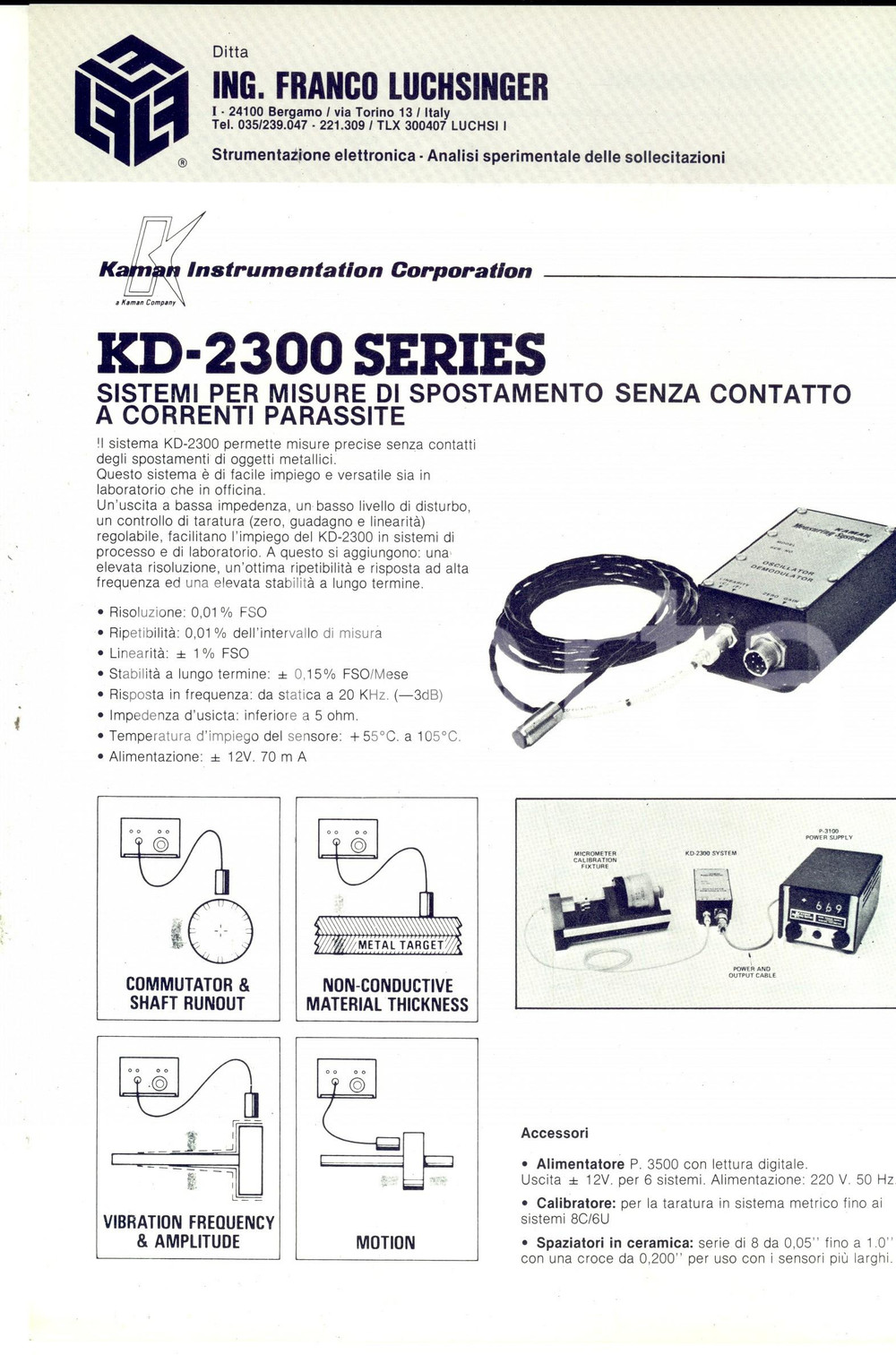 Materiale pubblicitario d’epoca 1980 ca TORINO Franco LUCHSINGER Strumenti per misure KD2300 series Volantino 1