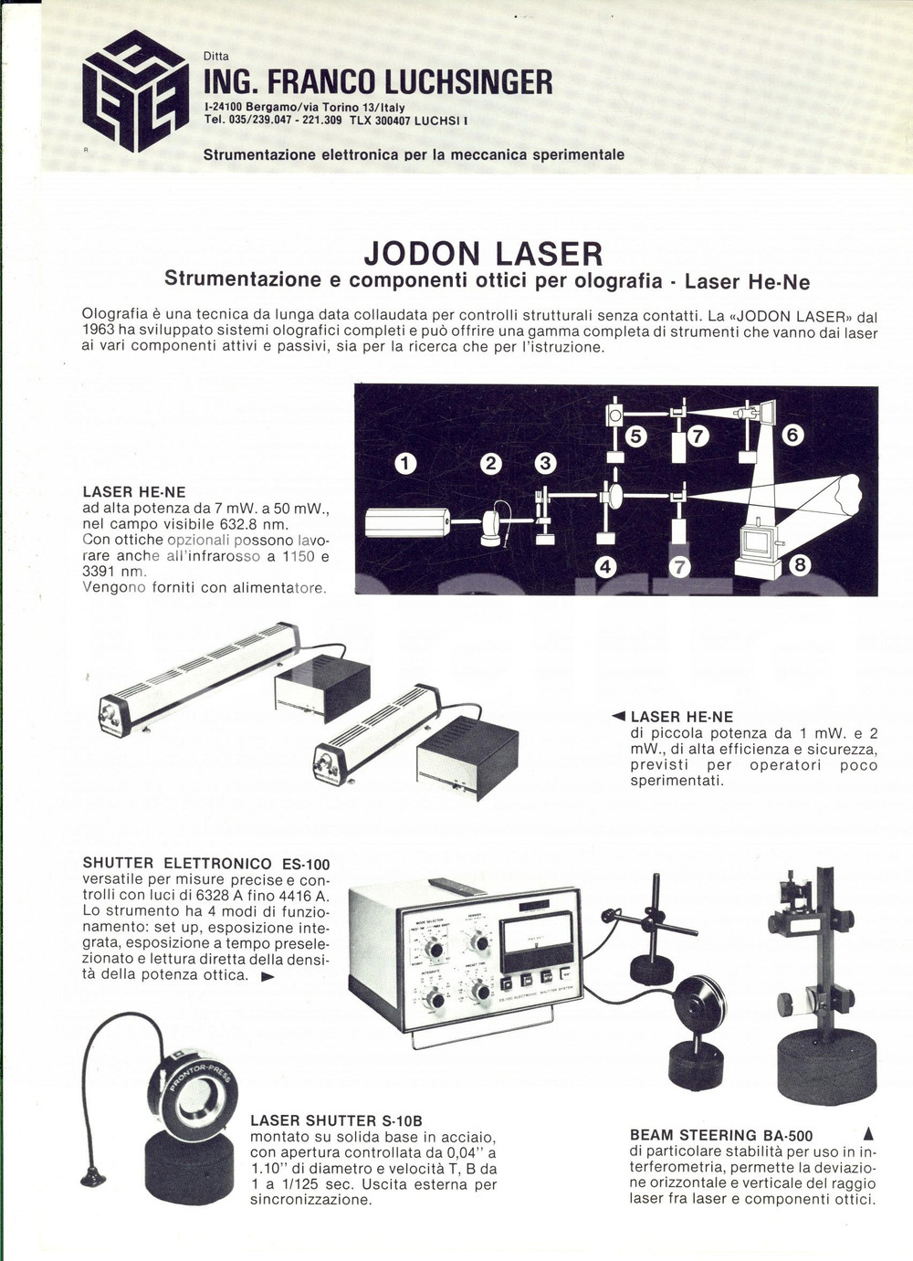 Materiale pubblicitario d’epoca 1980 ca TORINO Jodon Laser  Strumentazione per olografia Volantino 1