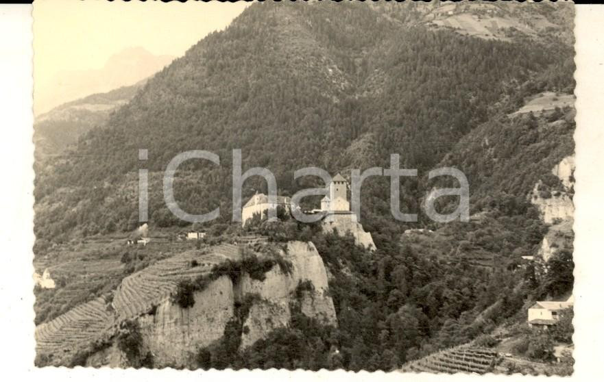 Fotografia d epoca originale 1950 ca CASTEL TIROLO BZ Veduta panoramica con castello Foto VINTAGE 7x10 1