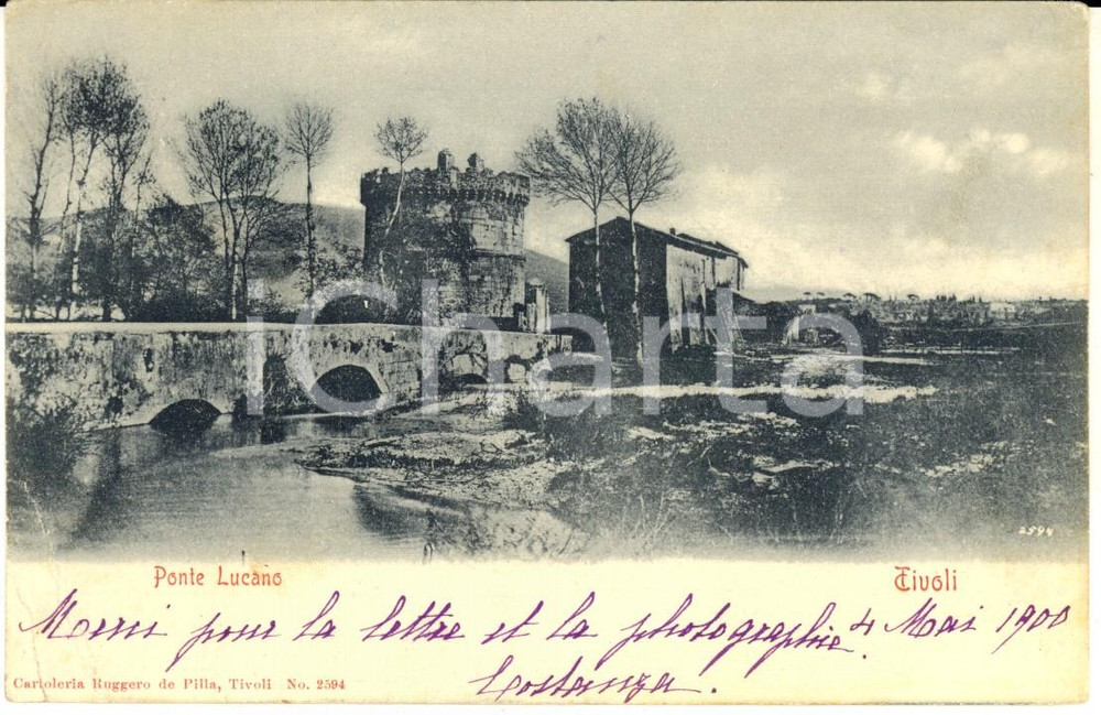 Cartolina originale da collezione 1900 TIVOLI RM Veduta del Ponte Lucano Cartolina postale FP VG 1