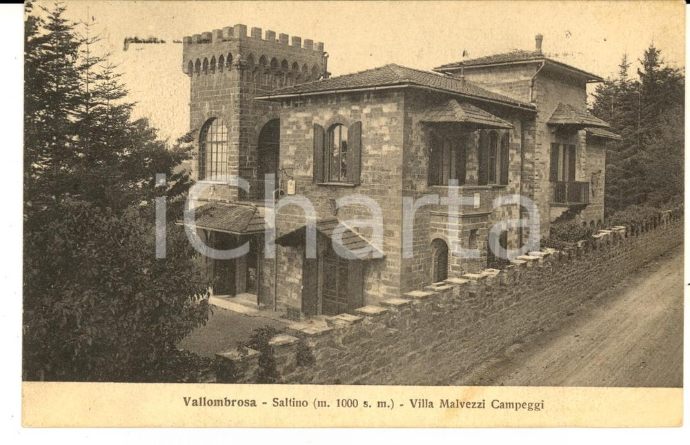 Cartolina originale da collezione 1928 VALLOMBROSA FI SALTINO  Villa MALVEZZI CAMPEGGI Cartolina FP VG 1