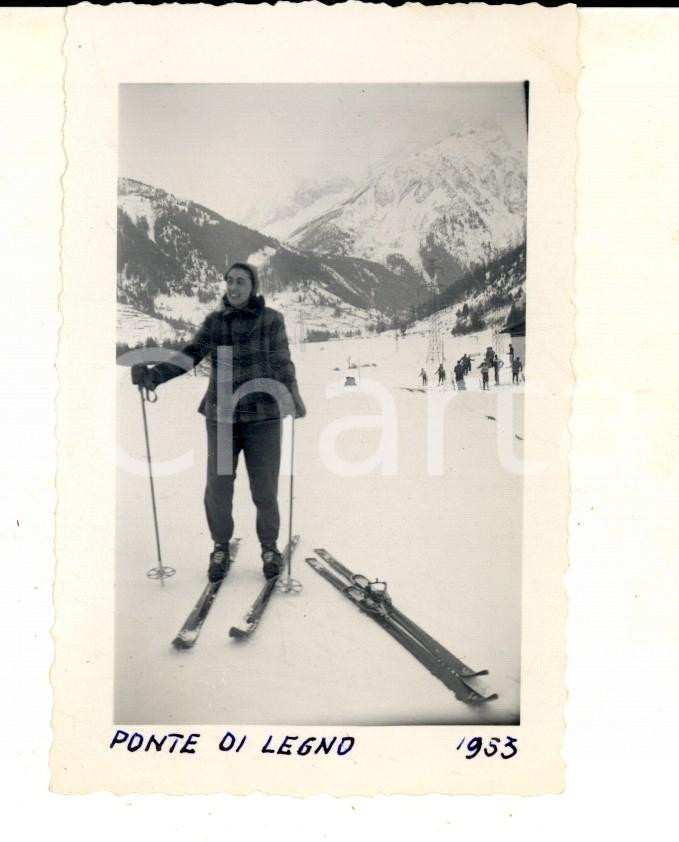 Fotografia d epoca originale 1953 PONTE DI LEGNO Sciatrice pronta alla partenza Fotografia VINTAGE 7x10 cm 1