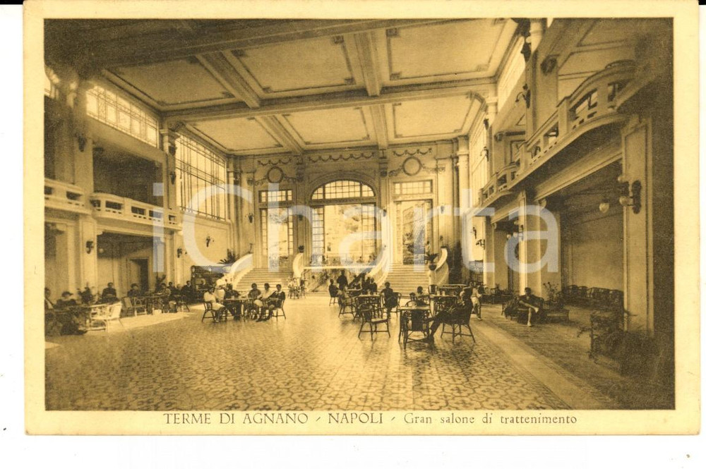 Cartolina originale da collezione 1932 TERME DI AGNANO NA Gran salone di trattenimento Cartolina FP VG 1