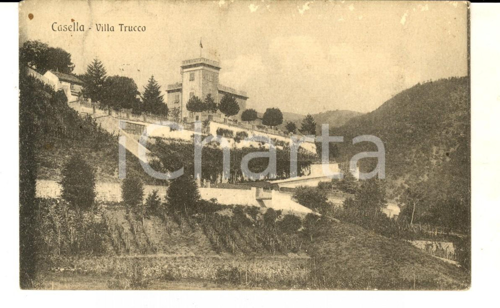 Cartolina originale da collezione 1918 CASELLA GE Veduta di VILLA TRUCCO Cartolina postale RARA FP VG 1