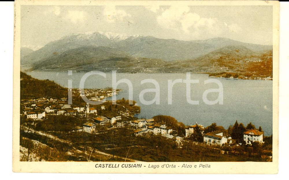 Cartolina originale da collezione 1910 ca CASTELLI CUSIANI Alzo e Pella sul Lago d Orta Cartolina postale FP VG 1