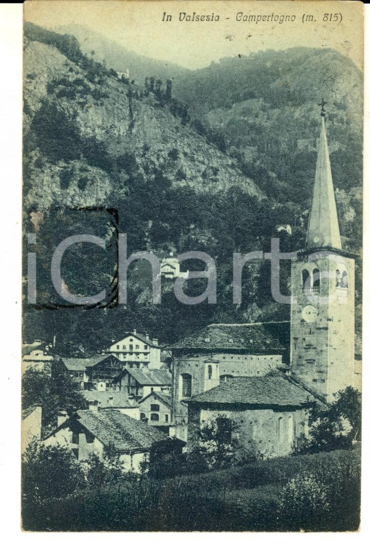 Cartolina originale da collezione 1921 CAMPERTOGNO VC Panorama del paese in VALSESIA Cartolina FP VG 1