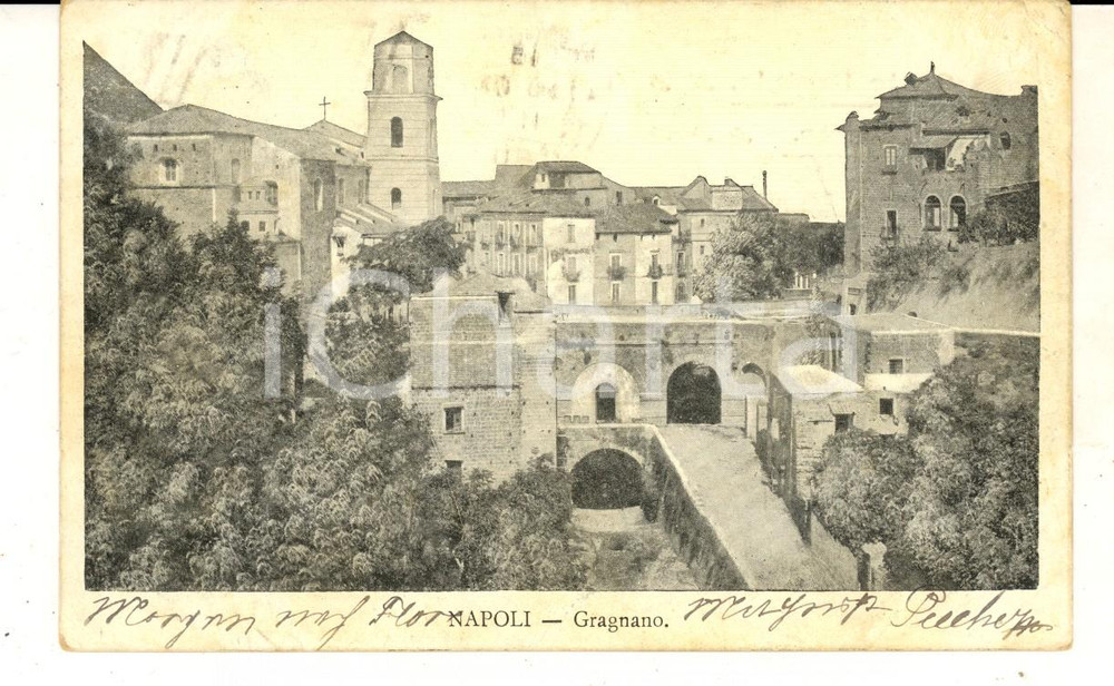 Cartolina originale da collezione 1907 GRAGNANO NA Veduta panoramica del paese Cartolina postale FP VG 1