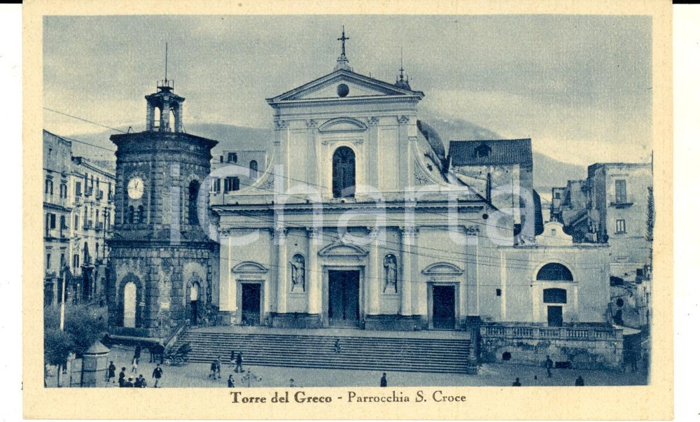 Cartolina originale da collezione 1943 TORRE DEL GRECO NA Parrocchia S. CROCE Cartolina ANIMATA FP VG 1
