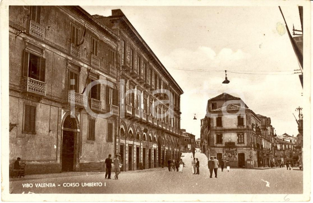 Cartolina originale da collezione 1936 VIBO VALENTIA Veduta di corso UMBERTO I Cartolina ANIMATA FP VG 1