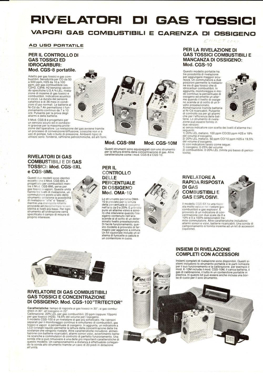 Materiale pubblicitario d’epoca 1970 ca MILANO SocietÃ  AN. NA. Rivelatori gas tossici Volantino pubblicitario 1