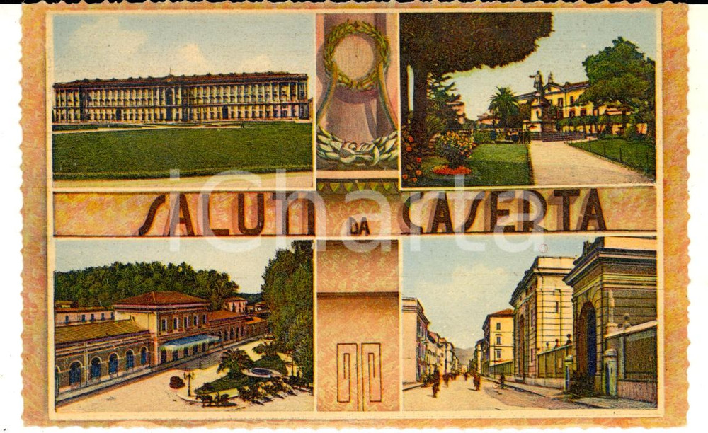 Cartolina originale da collezione 1942 CASERTA Vedutine con la Reggia e la stazione Cartolina FP NV 1
