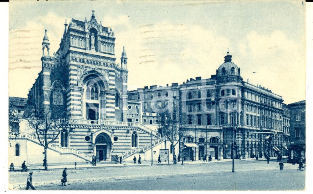 Cartolina originale da collezione 1943 FIUME Chiesa dei RR. Padri Cappuccini Cartolina ANIMATA FP VG 1