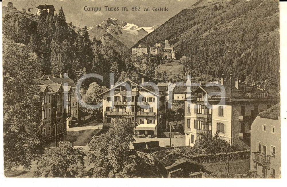 Cartolina originale da collezione 1929 CAMPO TURES BZ Veduta panoramica con il castello Cartolina FP VG 1