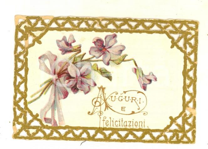 Cartolina originale da collezione 1910 ca ITALIA Biglietto di auguri con bordo a traforo VINTAGE 7x5 cm 1