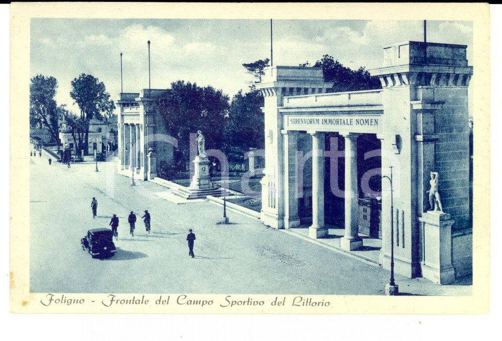 Cartolina originale da collezione 1943 FOLIGNO Frontale del Campo Sportivo del Littorio Cartolina ANIMATA FP NV 1