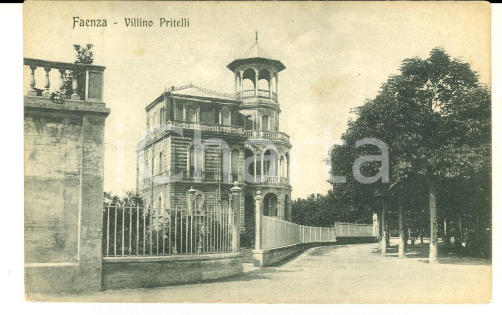 Cartolina originale da collezione 1917 FAENZA RA Veduta con il villino PRITELLI Cartolina postale FP NV 1