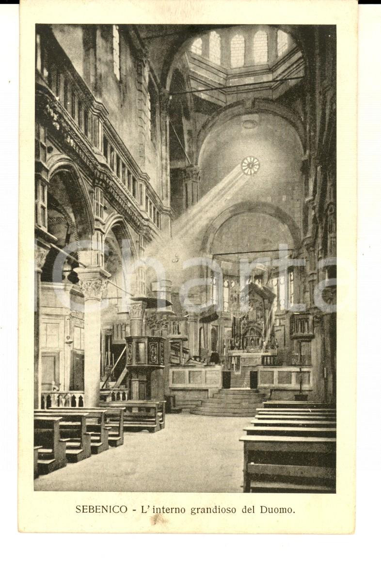 Cartolina originale da collezione 1920 ca SEBENICO L interno del Duomo Cartolina Comitato Assistenza VENEZIA 1