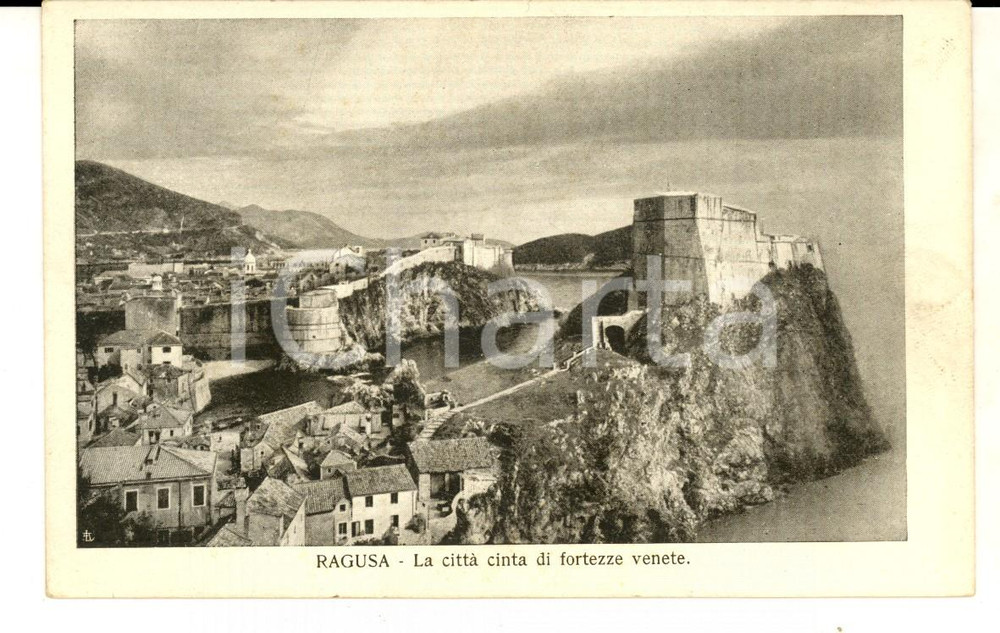 Cartolina originale da collezione 1920 ca RAGUSA La cittÃ  cinta di fortezze venete Cartolina Assistenza VENEZIA 1