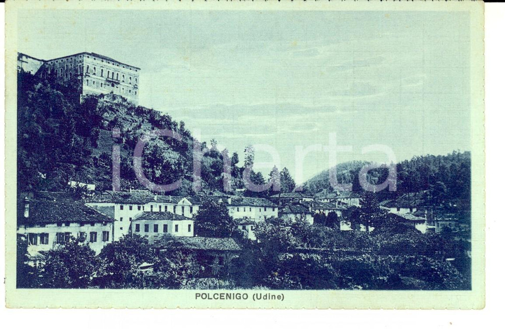 Cartolina originale da collezione 1930 ca POLCENIGO PN Veduta panoramica del paese Cartolina postale FP NV 1