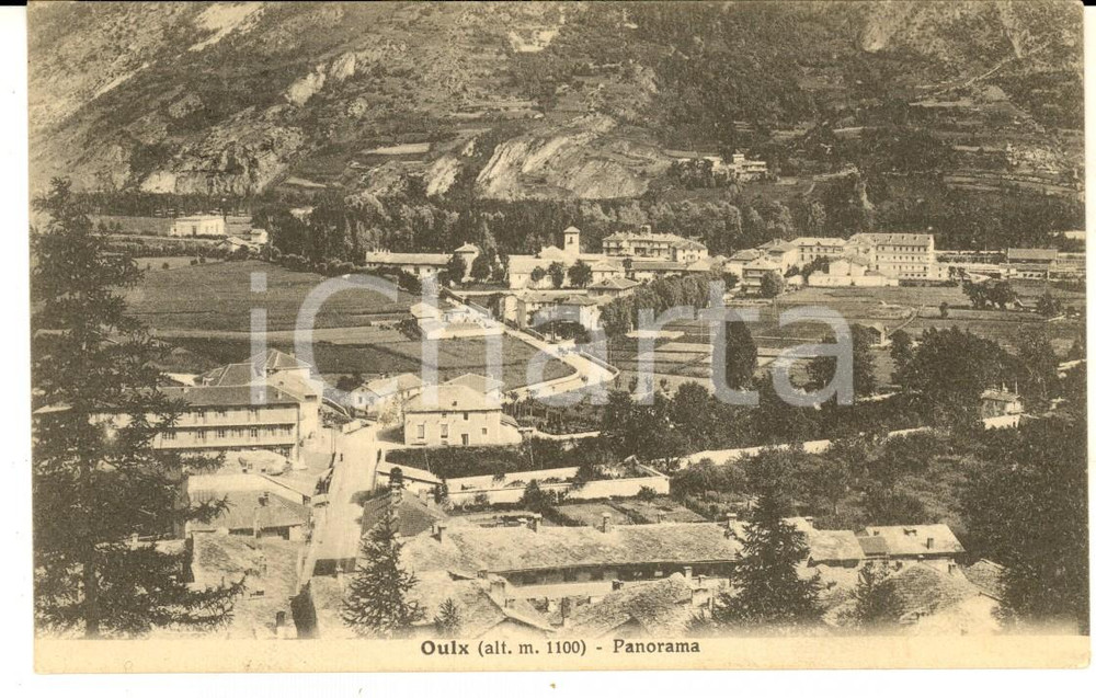 Cartolina originale da collezione 1916 OULX TO Panorama generale del paese Cartolina postale FP VG 1