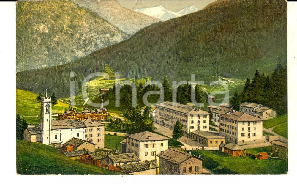 Cartolina originale da collezione 1913 SANTA CATERINA VALFURVA Veduta con il PASSO GAVIA Cartolina FP VG 1
