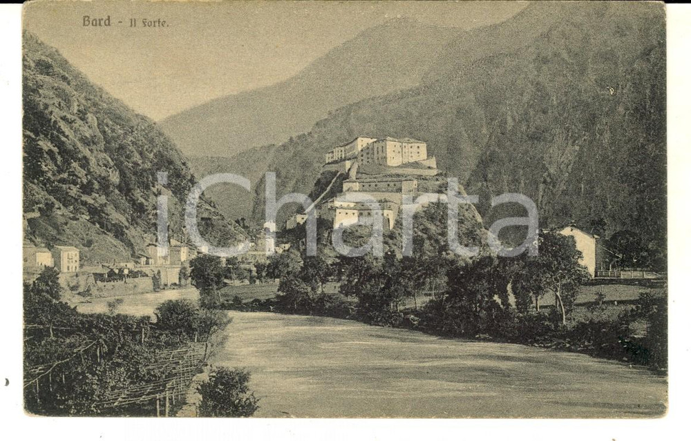 Cartolina originale da collezione 1916 BARD AO Veduta panoramica del Forte Cartolina ILLUSTRATA FP NV 1