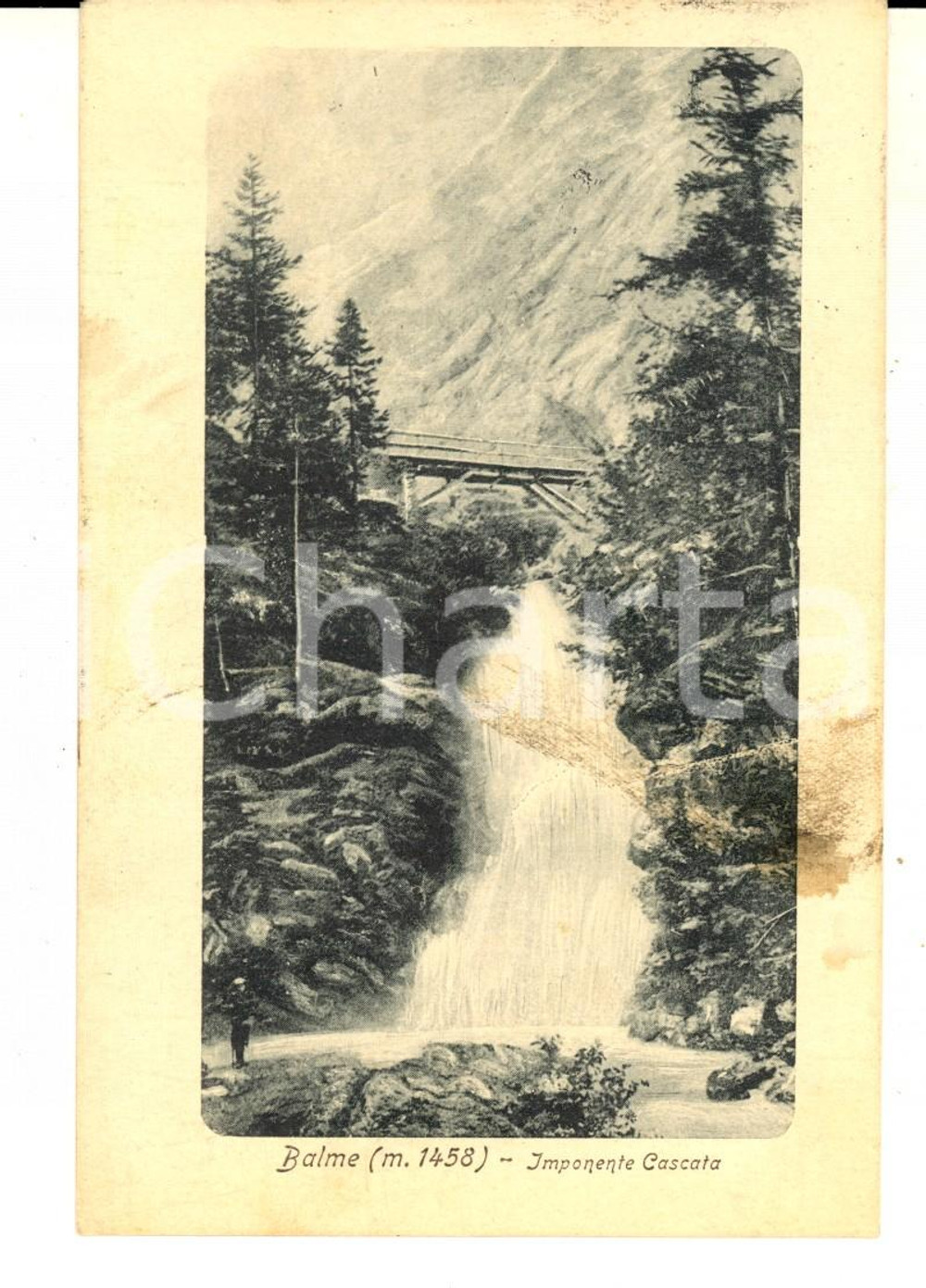 Cartolina originale da collezione 1920 BALME TO Veduta di un imponente cascata Cartolina postale VINTAGE FP VG 1
