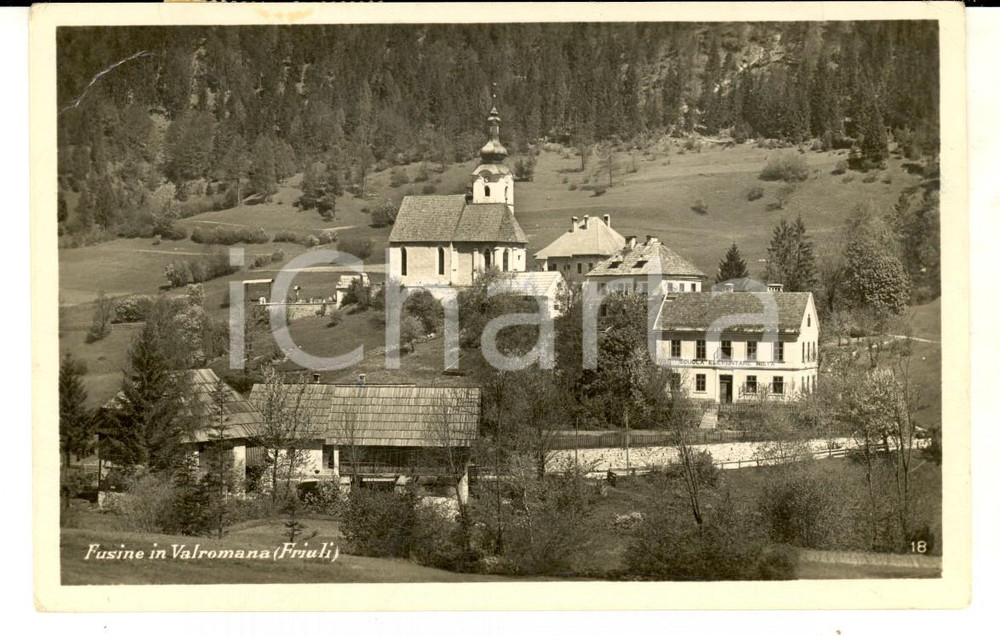 Cartolina originale da collezione 1947 FUSINE IN VALROMANA UD Veduta del paese Cartolina postale FP VG 1