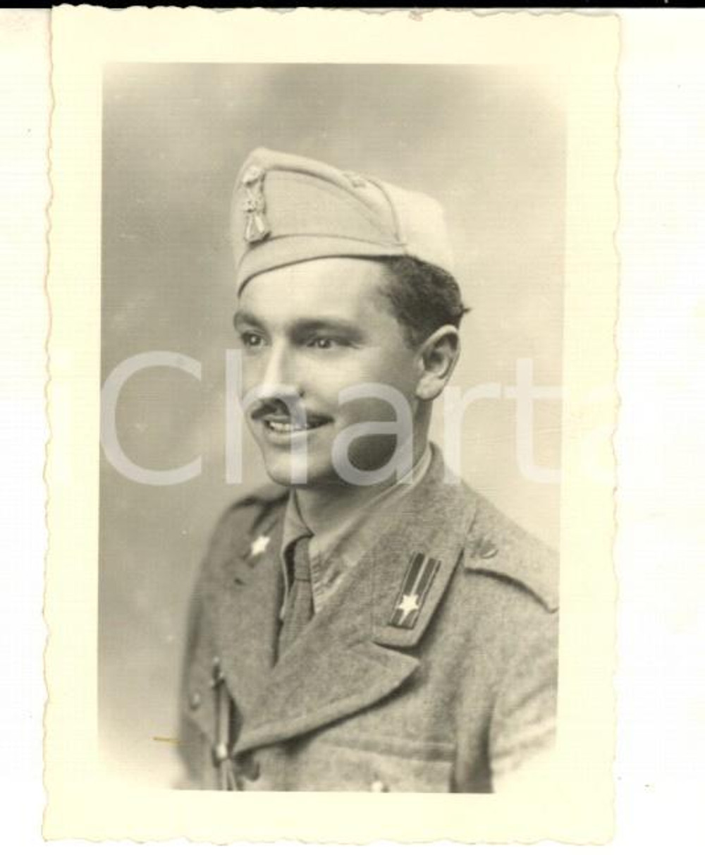 Fotografia d epoca originale 1940 ca WW2 ZONA DI GUERRA Ritratto di un ufficiale del 58Â° fanteria Foto 5x8 1