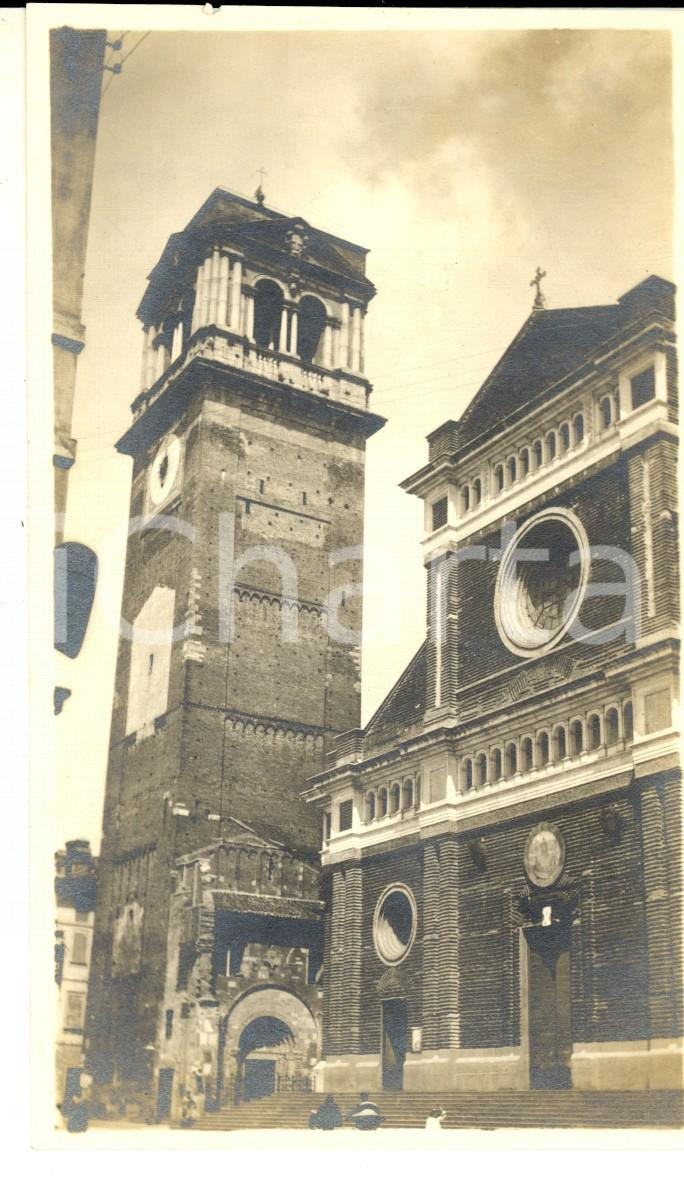 Fotografia d epoca originale 1920 ca PAVIA Veduta del Duomo Fotografia VINTAGE ANIMATA 8x15 cm 1