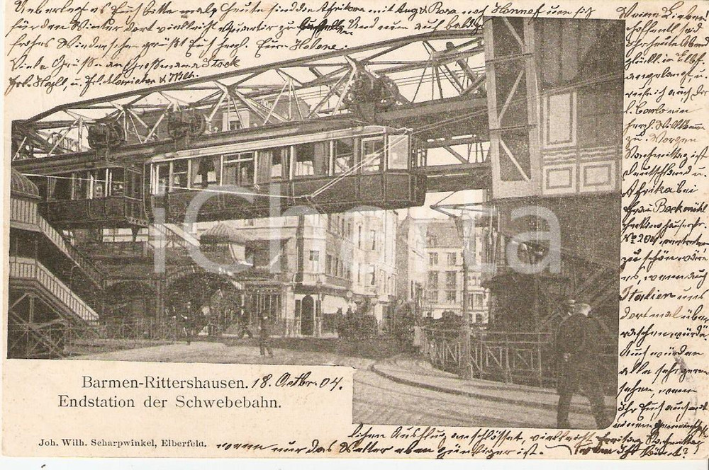 Cartolina originale da collezione 1904 BARMEN RITTERSHAUSEN Endstation der schwebebahn Cartolina FP VG 1