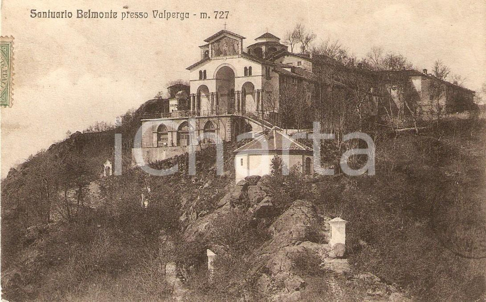 Cartolina originale da collezione 1925 ca VALPERGA TO Santuario di BELMONTE Panorama Cartolina FP VG 1