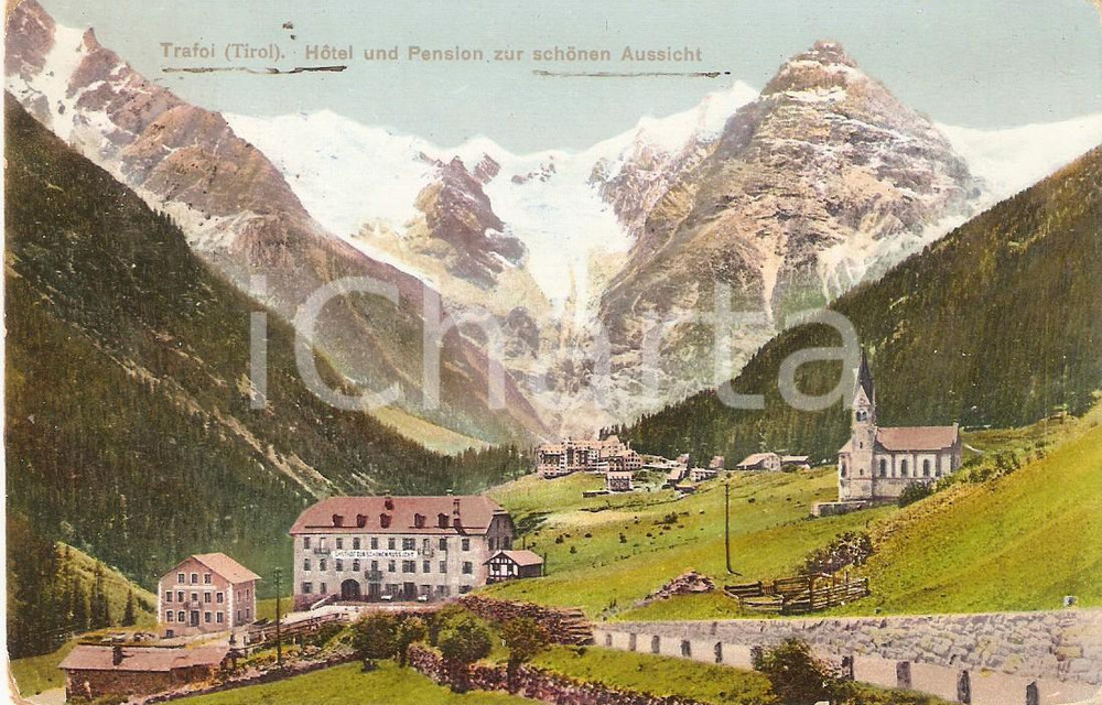 Cartolina originale da collezione 1920 TRAFOI BZ Hotel und pension zur schonen Aussicht Cartolina FP VG 1