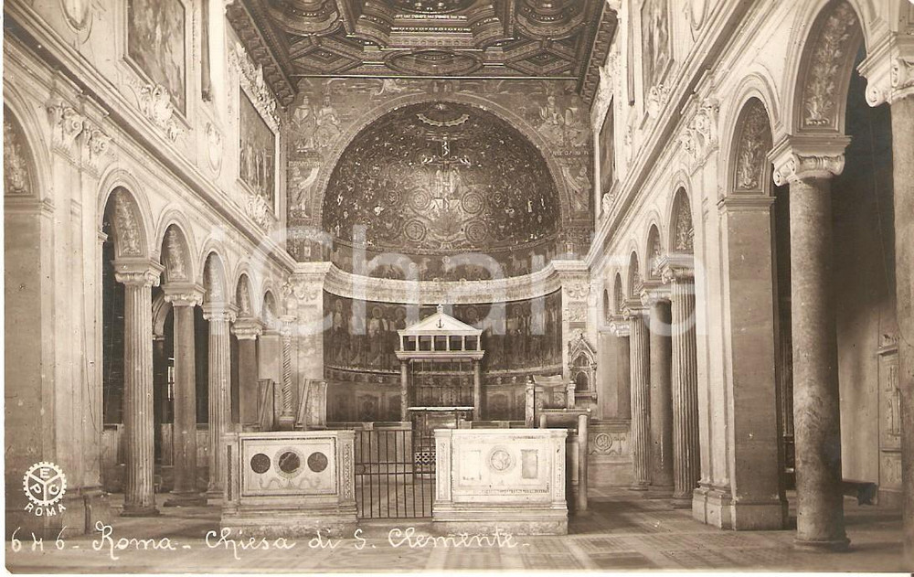 Cartolina originale da collezione 1940 ca ROMA Interno della Chiesa di SAN CELEMENTE Cartolina FP NV 1
