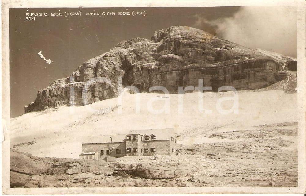Cartolina originale da collezione 1932 PASSO PORDOI TN Rifugio BoÃ¨  Timbro Albergo Maria Cartolina FP VG 1
