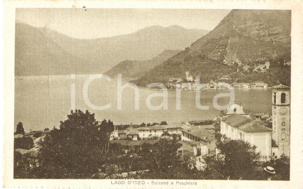 Cartolina originale da collezione 1925 ca SULZANO e PESCHIERA DEL GARDA BS Panorama con Lago d Iseo Cartolina FP 1
