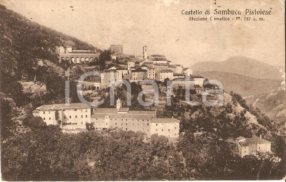 Cartolina originale da collezione 1918 SAMBUCA PISTOIESE PT Panorama con il Castello Cartolina FP VG 1