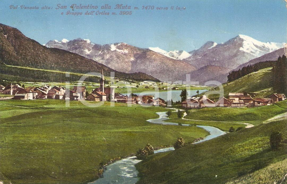 Cartolina originale da collezione 1929 VAL VENOSTA BZ Lago San Valentino alla Mura e Gruppo Ortles Cartolina FP 1