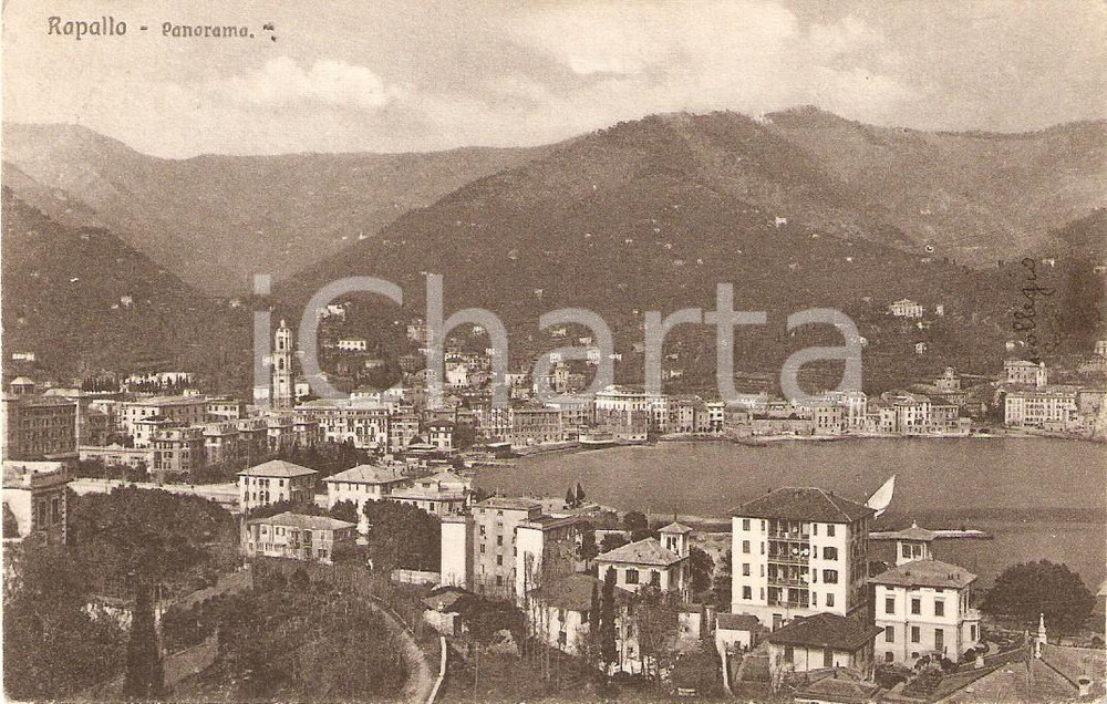 Cartolina originale da collezione 1919 RAPALLO GE Panorama della cittÃ  Cartolina FP VG 1