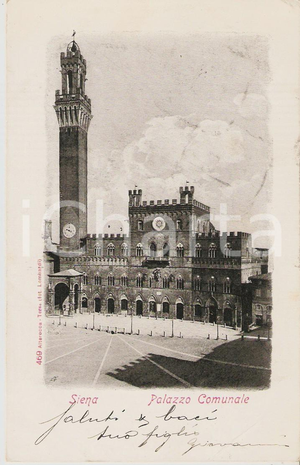 Cartolina originale da collezione 1904 SIENA Panorama con Palazzo Comunale Cartolina FP VG 1
