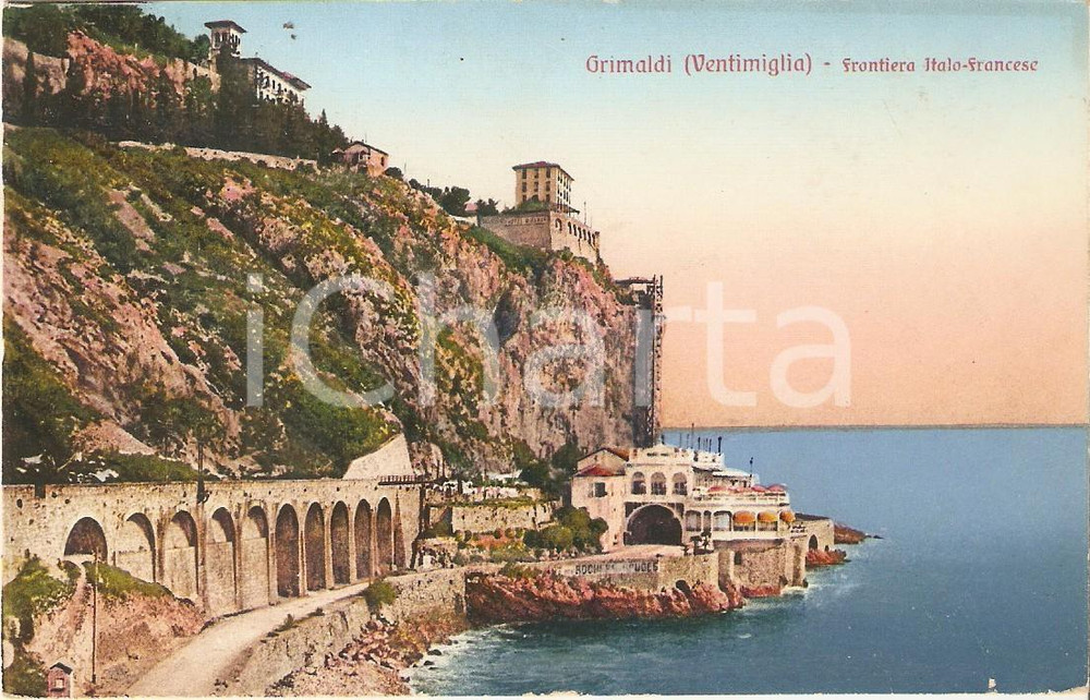Cartolina originale da collezione 1928 GRIMALDI VENTIMIGLIA Frontiera ItaloFrancese Cartolina FP VG 1