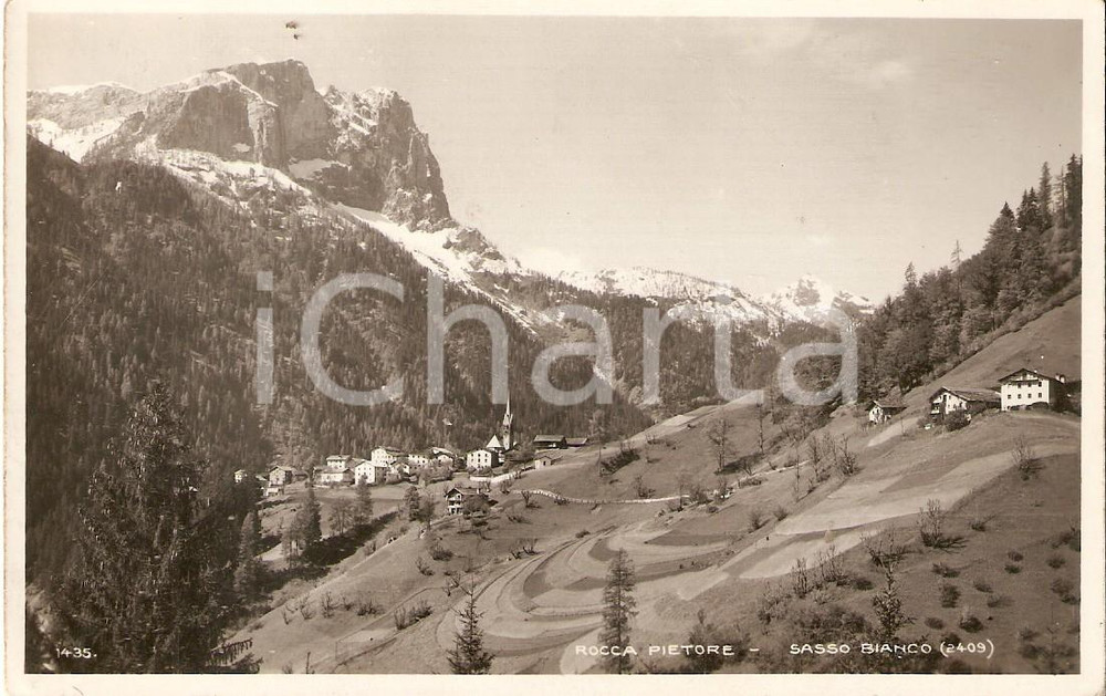 Cartolina originale da collezione 1929 ROCCA PIETORE BL Panorama con SASSO BIANCO Cartolina FP NV 1