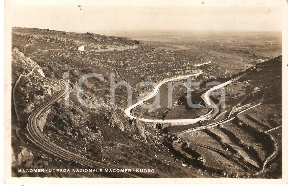 Cartolina originale da collezione 1936 MACOMER NU Strada nazionale Macomer  Nuoro Cartolina FP VG 1