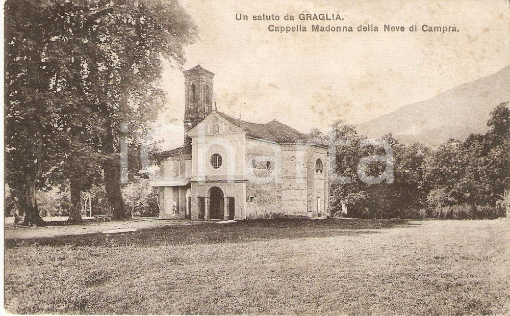 Cartolina originale da collezione 1909 GRAGLIA BI Cappella Madonna delle Neve di CAMPRA Cartolina FP VG 1