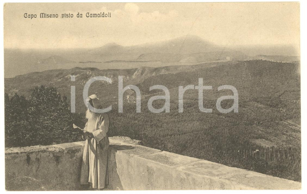 Cartolina originale da collezione 1910 ca EREMO DI CAMALDOLI Monaco guarda CAPO MISENO Cartolina FP NV 1