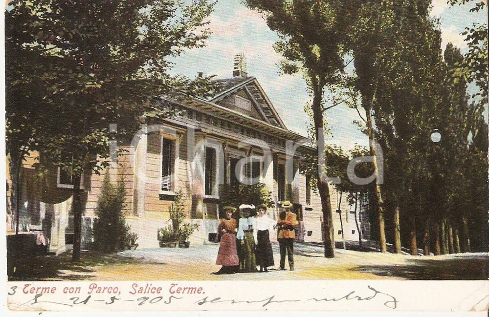 Cartolina originale da collezione 1905 SALICE TERME PV Passeggiata nel Parco delle Terme Cartolina FP VG 1