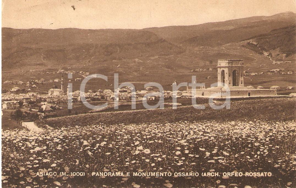 Cartolina originale da collezione 1952 ASIAGO VI Monumento ossario  Arch. Orfeo ROSSATO Cartolina FP VG 1