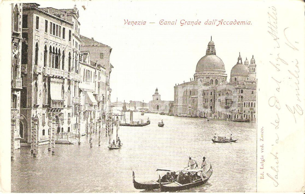 Cartolina originale da collezione 1905 VENEZIA Canal Grande visto dall Accademia  Gondole Cartolina FP NV 1