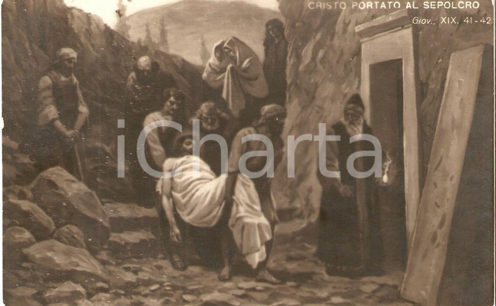 Cartolina originale da collezione 1935 ca ARTE Cristo portato al sepolcro Cartolina ILLUSTRATA FP NV 1