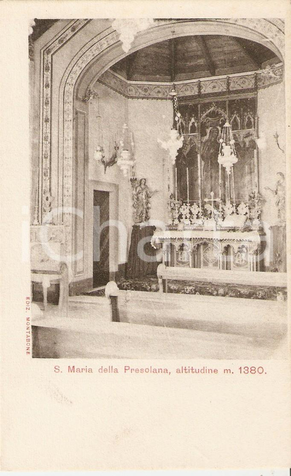 Cartolina originale da collezione 1920 ca CASTIONE DELLA PRESOLANA BG Interno Chiesa Santa Maria Cartolina FP NV 1